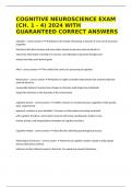 COGNITIVE NEUROSCIENCE EXAM (CH. 1 - 4) 2024 WITH GUARANTEED CORRECT ANSWERS