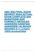 ABG 302 FINAL EXAM NEWEST 2024 ACTUAL EXAM COMPLETE 200 QUESTIONS AND CORRECT DETAILED ANSWERS (VERIFIED ANSWERS) |ALREADY GRADED A+| latest| 100% guaranteed