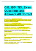 CIB, IBS, TDL Exam Questions and Answers All Correct