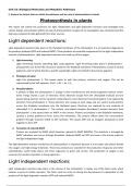 BTEC Applied Science Unit 10C - Photosynthesis in plants (Distinction)