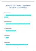 AQA A LEVEL Chemistry Questions &  Correct Answers/ Graded A+