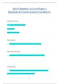 AQA Chemistry As Level Paper 1 Questions & Correct Answers/ Graded A