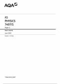 AQA-- AS PHYSICS 7407 PAPER 1 MARK SCHEME JUNE 2020 VER,STAGE 1.0 FINAL, ANSWERS ADDITIONAL COMMENTS-GUIDANCE, MARK AO ALL DEATILED