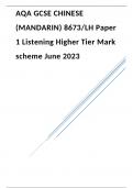 AQA GCSE CHINESE (MANDARIN)  Paper 1 Listening Higher Tier Mark scheme June 2023