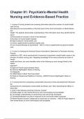 Chapter 01: Psychiatric-Mental Health Nursing and Evidence-Based Practice Exam 2024/2025 Questions & Answers Guaranteed Pass Solutions.