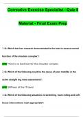 ISSA Corrective Exercise Specialist Quiz 8 Material Final Exam Prep Questions with 100% Correct Answers | Verified | Updated 2024