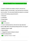 ATI Mental Health Pre-Assessment Quiz 20242025 Questions with 100% Correct Answers | Verified | Latest Update 2024