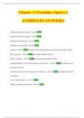 Chapter 11 Formulas Algebra 2 (COMPLETE ANSWERS)