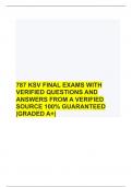 787 KSV FINAL EXAMS WITH  VERIFIED QUESTIONS AND  ANSWERS FROM A VERIFIED  SOURCE 100% GUARANTEED  |GRADED A+|