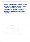 Florida Cosmetology clinical EXAM AND STUDY GUIDE NEWEST 2024 ACTUAL QUESTIONS AND CORRECT DETAILED ANSWERS (VERIFIED ANSWERS) |ALREADY GRADED A +