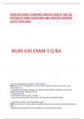 NURS 630 EXAM 3 (CARDIAC, MENTAL HEALTH, MS, HA, METABOLIC EXAM QUESTIONS AND VERIFIED ANSWERS LATEST 2023-2024