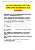 ACLM NUTRITION CONTENT EXAM WITH QUESTIONS AND ANSWERS