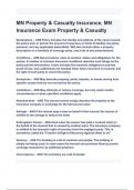 MN Property & Casualty Insurance, MN Insurance Exam Property & Casualty Questions with correct Answers 2024( A+ GRADED 100% VERIFIED).