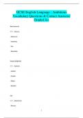 GCSE English Language - Ambitious  Vocabulary Questions & Correct Answers/  Graded A+