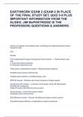 EARTHWORK EXAM 2 (EXAM 2 IN PLACE OF THE FINAL STUDY SET, QUIZ 5-8 PLUS IMPORTANT INFORMATION FROM THE SLIDES. JIM McPHETRIDGE IS THE PROFESSOR) QUESTIONS & ANSWERS.