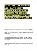 CA PSI SITE –LIFE ,ACCIDENT AND HEALTH AGENT EXAMINATION (LIFE AGENT) QUESTIONS AND CORRECT DETAILED ANSWERS |VERIFIED ANSWERS ;ALREADY GRADED A+