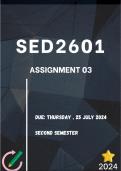SED2601 Assignment 3 Complete Answers  Due 25 JULY 2024 (a list of references provided. Reliable and well researched answers)