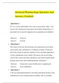        Advanced Pharmacology Questions And Answers (Verified)