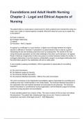 Foundations and Adult Health Nursing Chapter 2 - Legal and Ethical Aspects of Nursing Test Bank 9th Editions By KIM COOPER Guaranteed Pass Exam.