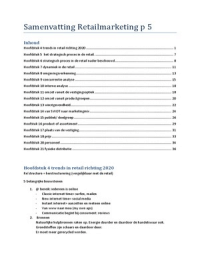 Samenvatting Retailmarketing incl. veelgebruikte modellen