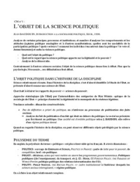 L’OBJET DE LA SCIENCE POLITIQUE 