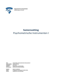 Samenvatting - Psychometrische Instrumenten I