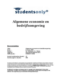 Algemene Economie en Bedrijfsomgeving