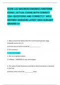 ECON 131 MACROECONOMICS MIDTERM EXAM ( ACTUAL EXAM) WITH CORRECT 150+ QUESTIONS AND CORRECTLY  WELL DEFINED ANSWERS LATEST 2024 ALREADY GRADED A+       