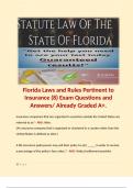 Florida Laws and Rules Pertinent to Insurance (8) Exam Questions and Answers/ Already Graded A+.