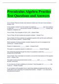 Precalculus Algebra Practice Test Questions and Answers 