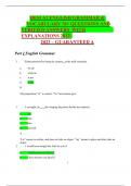 HESI A2 ENGLISH GRAMMAR &  VOCABULARY 70+ QUESTIONS AND  VERIFIED ANSWERS WITH  EXPLANATIONS 2022- 2023 