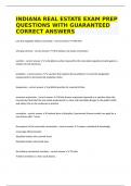 INDIANA REAL ESTATE EXAM PREP QUESTIONS WITH GUARANTEED CORRECT ANSWERS