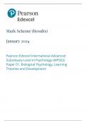 2024 Pearson Edexcel International Advanced Subsiduary Level Mark Schme in Psychology (WPS02)Paper 01: Biological Psychology, Learning  Theories and Development