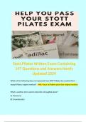 Stott Pilates Written Exam Containing 147 Questions and Answers Newly Updated 2024