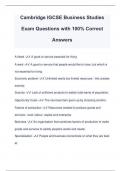 Cambridge IGCSE Business Studies Exam Questions with 100% Correct Answers