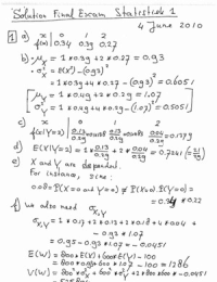 Answers Statistics exam 2010