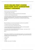 CFCM ONLINE PREP COURSE QUESTIONS WITH GUARANTEED CORRECT ANSWERS