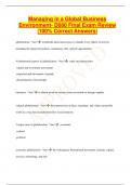 Managing in a Global Business  Environment- D080 Final Exam Review  |100% Correct Answers|