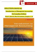 Brewer/Garrison, Introduction to Managerial Accounting, 7th Edition, SOLUTION MANUAL, Complete Chapters 1 - 14, Verified Latest Version 