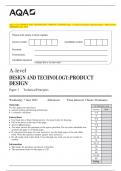 AQA A-level DESIGN AND TECHNOLOGY: PRODUCT DESIGN Paper 1 Technical Principles Question Paper & Mark scheme [MERGED] June 2023