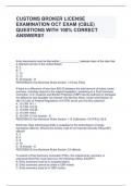 CUSTOMS BROKER LICENSE EXAMINATION OCT EXAM (CBLE) QUESTIONS WITH 100% CORRECT ANSWERS!!