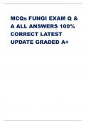 MCQs FUNGI EXAM Q &  A ALL ANSWERS 100%  CORRECT LATEST  UPDATE GRADED A+