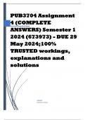 PUB3704 Assignment 4 (COMPLETE ANSWERS) Semester 1 2024 (673973) - DUE 29 May 2024;100% TRUSTED workings, explanations and solutions