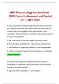 BUNDLE for HESI Pharmacology Practice Exam | 100% Correctly Answered and Graded A+ | Latest 2024 