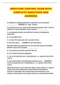 INFECTION CONTROL EXAM WITH COMPLETE QUESTIONS AND ANSWERS 