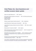 Club Pilates ALL Quiz Questions and verified answers latest update