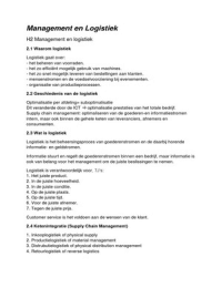 Management en Logistiek, H2 t/m H7