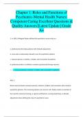 Chapter 1: Roles and Functions of  Psychiatric-Mental Health Nurses:  Competent Caring Excellent Questions &  Quality Answers |Latest Update | Grade  A+