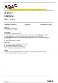 AQA A-level FRENCH Paper 2 Writing Question Paper & Mark scheme [MERGED] June 2023