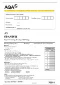 AQA AS SPANISH Paper 1 Listening, Reading and Writing Question Paper + Mark scheme [MERGED] June 2023